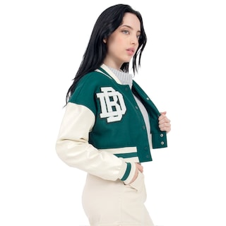 Foto 2 | Foto 2 | Chamarra Bomber Varsity Mangas Pu Quarry Verde para Mujer