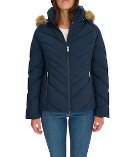 Foto 1 | Foto 1 | Chaqueta Tommy Hilfiger Para Mujer, Acolchada Y Ribeteada De Piel Sintética, Color Azul Marino, Talla L - Venta Internacional.