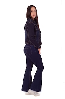 Foto 3 | Foto 3 | Chamarra Denim Jacket Basica De Mezclilla Rigida Con Bolsillos Para Dama Azul Oscuro Pineda Jeans