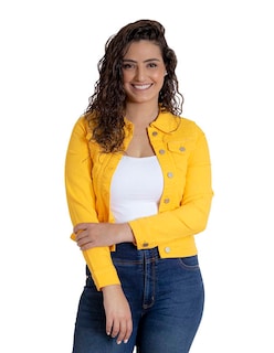 Foto 1 | Foto 1 | Chamarra de Mezclilla Indicum Denim Amarillo para Mujer