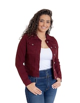 Chamarra de Mezclilla Indicum Denim Vino para Mujer