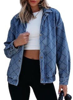 Foto 1 | Foto 1 | Chaqueta Vaquera Sidefeel De Manga Larga Para Mujer, Color Azul Claro - Venta Internacional.
