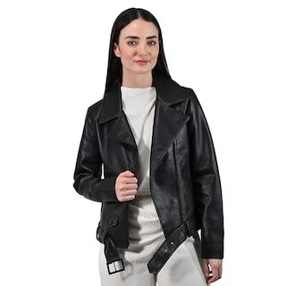 Foto 5 | Foto 5 | Chamarra Biker de Piel Sintética Lee Negra para Mujer