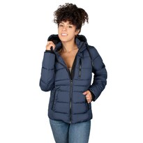 Chamarra Greenlander Capitonada Gorro Ajustable Azul Marino Para Mujer