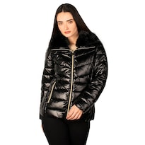 Chamarra Greenlander Capitonada Brillante Cuello Alto Para Mujer