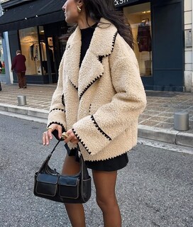 Foto 5 | Foto 5 | Chaqueta Chouyatou De Piel Sintética Sherpa Bordada En Invierno Para Mujer - Venta Internacional.