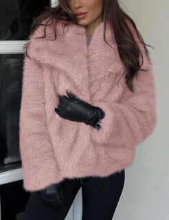 Foto 3 | Foto 3 | Chaqueta De Piel Sintética Yimoon Con Solapa Corta En La Parte Delantera Abierta, Rosa, Para Mujer - Venta Internacional.