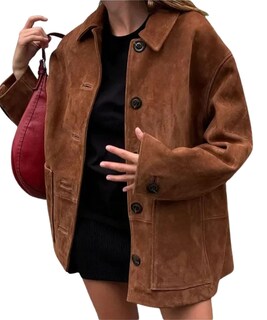Foto 1 | Foto 1 | Chaqueta Chouyatou Para Mujer, Piel Sintética De Gamuza, Color Marrón, Talla M - Venta Internacional.