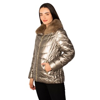 Foto 3 | Foto 3 | Chamarra Greenlander Capitonada Brillante Cuello Alto Para Mujer