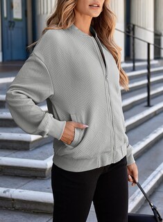 Foto 5 | Foto 5 | Chaqueta Bomber Evaless, Casual, Para Mujer, Cuello Alto, Color Gris - Venta Internacional.