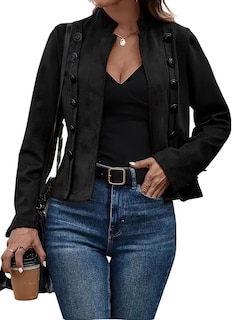 Foto 1 | Foto 1 | Chaqueta Chouyatou Para Mujer, Piel Sintética De Gamuza, 2024, Negra, Xs - Venta Internacional.