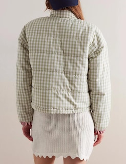 Foto 4 | Foto 4 | Chaqueta Yimoon Para Mujer, Corta, Acolchada, Acolchada, A Cuadros, Color Verde - Venta Internacional.