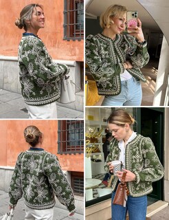 Foto 5 | Foto 5 | Chaqueta Acolchada Yimoon Ligera Con Estampado Floral Para Mujer, Color Verde - Venta Internacional.