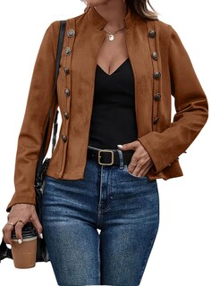 Foto 1 | Foto 1 | Chaqueta Chouyatou Para Mujer, Piel Sintética De Gamuza, Color Marrón 2024 - Venta Internacional.