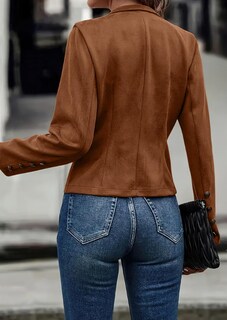 Foto 5 | Foto 5 | Chaqueta Chouyatou Para Mujer, Piel Sintética De Gamuza, Color Marrón 2024 - Venta Internacional.