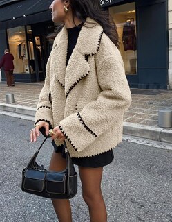 Foto 5 | Foto 5 | Chaqueta Chouyatou De Piel Sintética Sherpa Bordada En Invierno Para Mujer - Venta Internacional.