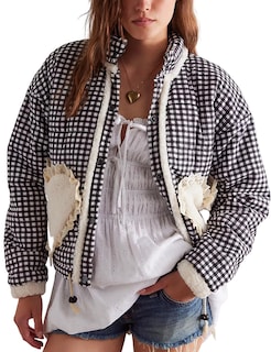 Foto 1 | Foto 1 | Chaqueta Yimoon Para Mujer, Corta, Acolchada, A Cuadros, Color Negro - Venta Internacional.