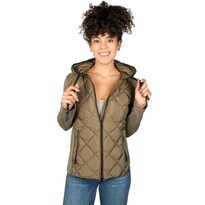 Chamarra Greenlander Premium Capitonada De Rombos Con Gorro Para Mujer