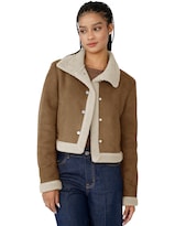 Chamarra Mujer Invierno Cuello Interior Aborregado Gamuza Chocolate Roosevelt