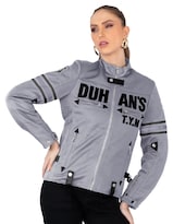 Chamarra Mujer Biker Con Proteccion Gris Roosevelt A317