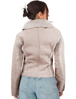 Foto 4 | Foto 4 | Chamarra Mujer Vinipiel Cuello Aborregado Beige Roosevelt A224