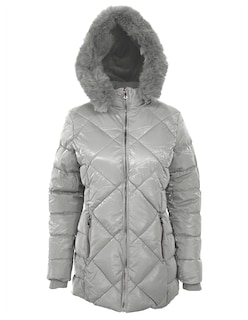 Foto 3 | Foto 3 | Chamarra Cazadora Mujer Con Gorro Capitonada Plateado Roosevelt A268