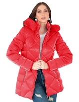 Chamarra Cazadora Mujer Con Gorro Capitonada Rojo Roosevelt A267