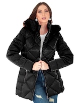 Chamarra Cazadora Mujer Con Gorro Capitonada Negro Roosevelt A267