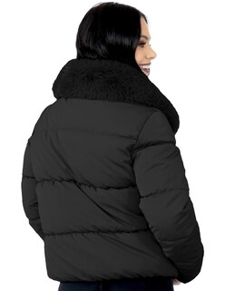 Foto 4 | Foto 4 | Chamarra Mujer Cuello Con Peluche Acolchada Negro Roosevelt A273