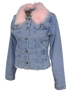 Foto 4 | Foto 4 | Chamarra De Mezclilla Mujer Cuello Afelpado Premium Azul Cielo Roosevelt 44