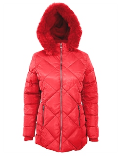 Foto 3 | Foto 3 | Chamarra Cazadora Mujer Con Gorro Capitonada Rojo Roosevelt A267