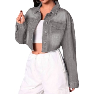 Foto 1 | Foto 1 | Chamarra Crop Britos Jeans Mujer Mezclilla Gris 025824