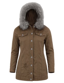 Foto 3 | Foto 3 | Cazadora Mujer Con Gorro Peluche Desmontable
