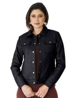 Foto 1 | Foto 1 | Chamarra Vinipiel Casual Para Mujer Abotonada