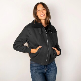 Foto 1 | Foto 1 | Chamarra Greenlander De Mujer Gamuza Estilo Biker Con Forro Polar