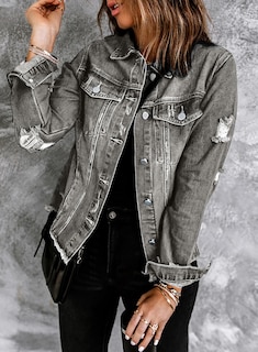 Foto 4 | Foto 4 | Chaqueta Vaquera Evaless Para Mujer Color Gris Talla S - Venta Internacional.