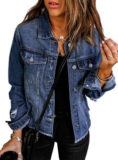 Foto 1 | Foto 1 | Chaqueta Vaquera Evaless Para Mujer Modelo Boyfriend Azul Talla Xl - Venta Internacional.