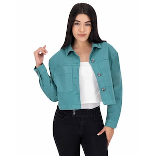 Foto 3 | Foto 3 | Chamarra Crop Britos Jeans Verde Gabardina 025347 para Mujer