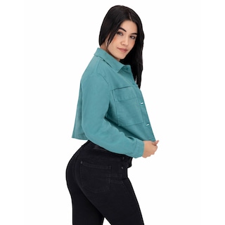 Foto 4 | Foto 4 | Chamarra Crop Britos Jeans Verde Gabardina 025347 para Mujer