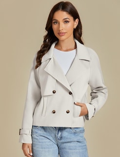 Foto 5 | Foto 5 | Chaqueta Corta Para Mujer, Gabardina Luvamia, Color Gris, Talla S 4-6 - Venta Internacional.