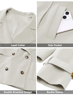 Foto 6 | Foto 6 | Chaqueta Corta Para Mujer, Gabardina Luvamia, Color Gris, Talla S 4-6 - Venta Internacional.