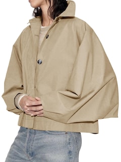 Foto 6 | Foto 6 | Gabardina Cicy Bell De Poliéster Recortado De Gran Tamaño Para Mujer - Venta Internacional.