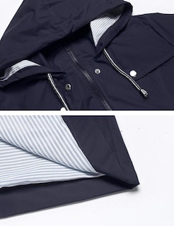 Foto 4 | Foto 4 | Chaqueta Impermeable Lomon Para Mujer, Impermeable, Con Capucha, A Rayas, Azul, Xl - Venta Internacional.
