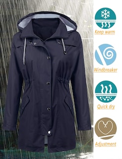 Foto 2 | Foto 2 | Chubasquero Lomon Para Mujer, Impermeable, Ligero, Azul Marino, Talla M - Venta Internacional.