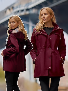 Foto 3 | Foto 3 | Chaqueta Impermeable Saphirose Para Mujer Con Capucha Larga, Color Burdeos, Talla S - Venta Internacional.