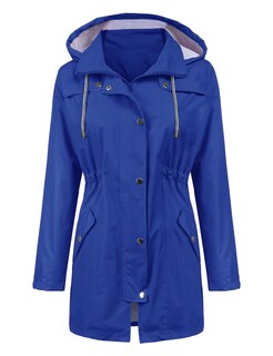 Foto 2 | Foto 2 | Gabardina Impermeable Lomon Con Capucha Larga Para Mujer, Azul S - Venta Internacional.
