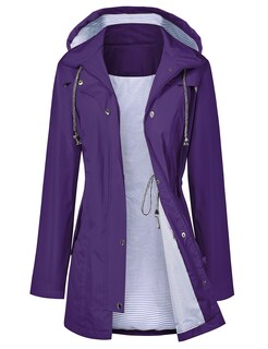 Foto 1 | Foto 1 | Gabardina Impermeable Lomon Con Capucha Larga, Color Morado, Xl - Venta Internacional.