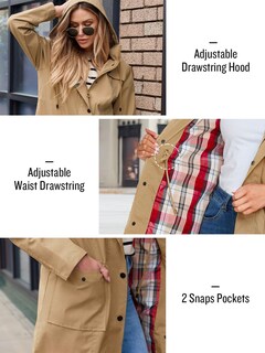 Foto 5 | Foto 5 | Chaqueta Impermeable Para Mujer, Impermeable, Ligera, Con Capucha, Cortavientos (camel, Mediana) - Venta Internacional.
