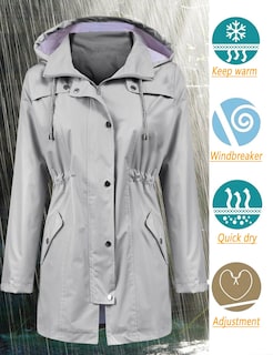 Foto 2 | Foto 2 | Gabardina Impermeable Lomon Con Capucha Larga Para Mujer, Gris, Xl - Venta Internacional.