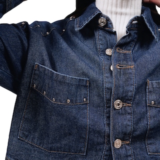 Foto 4 | Foto 4 | Camisa de Mezclilla con Estoperoles MCHK 6013 color Azul Manga Larga Bolsillos en el Pecho